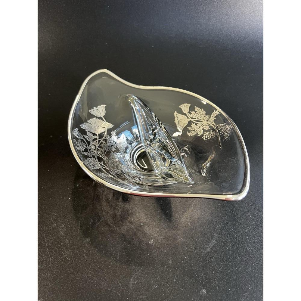 Vintage Viking Epic Divided Dish Silver Overlay Poppies Floral Flower